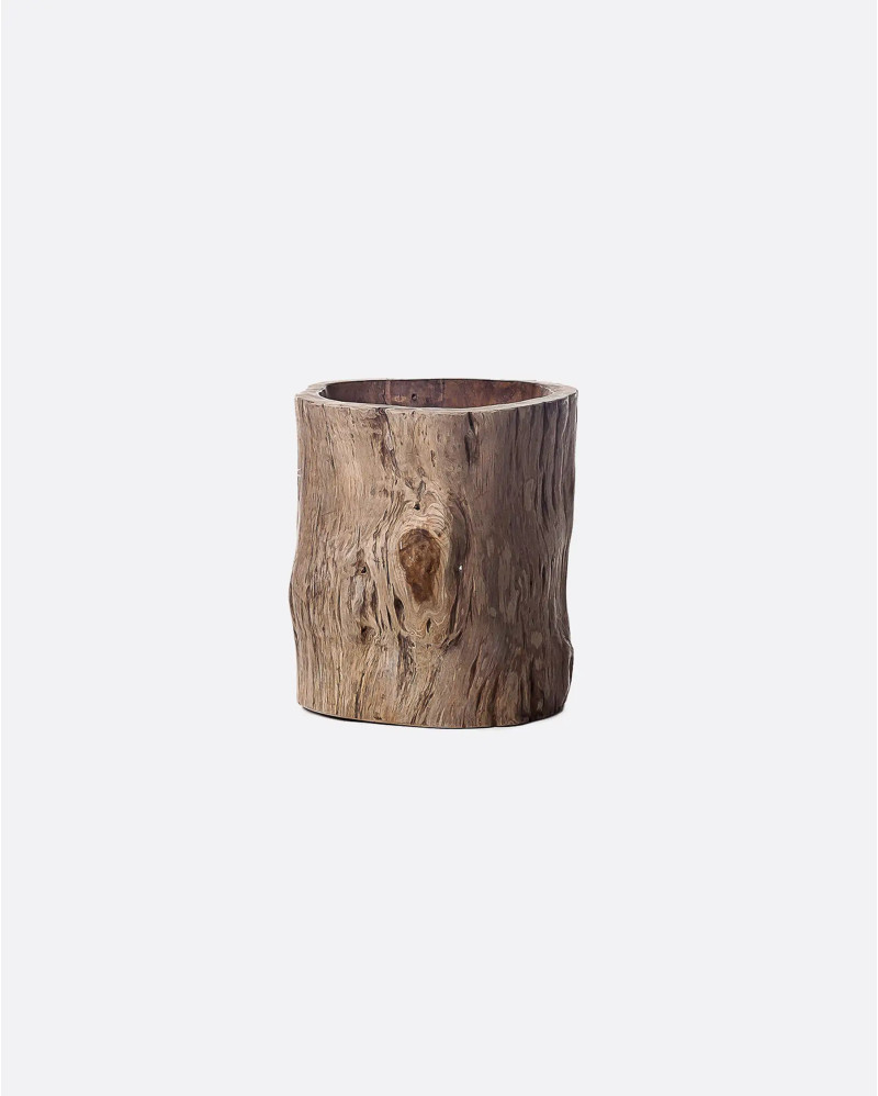 Vase MAZ en bois de teck Ø 30 cm x 30 cm de hauteur