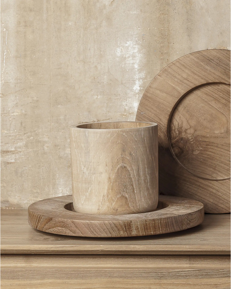 Vase POD en bois de teck Ø 20 cm x 20 cm de hauteur