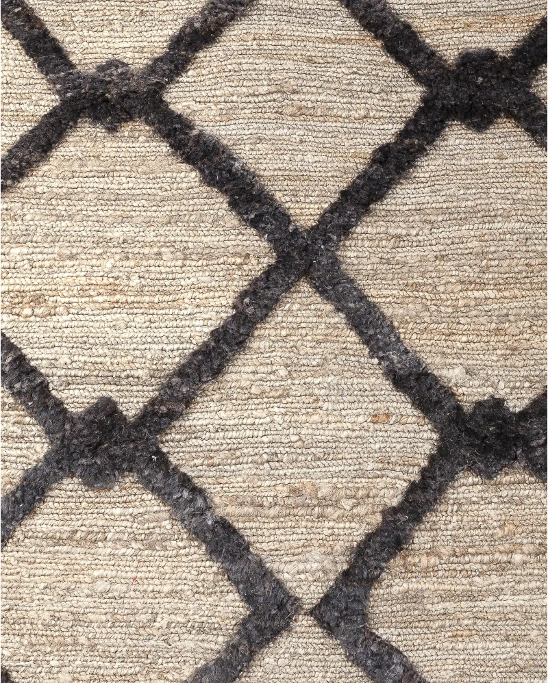 Tapis en jute SAKRA 270 x 180 cm avec motif noir