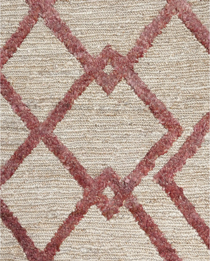 SAKRA rug in jute 270 x 180 cm with red pattern