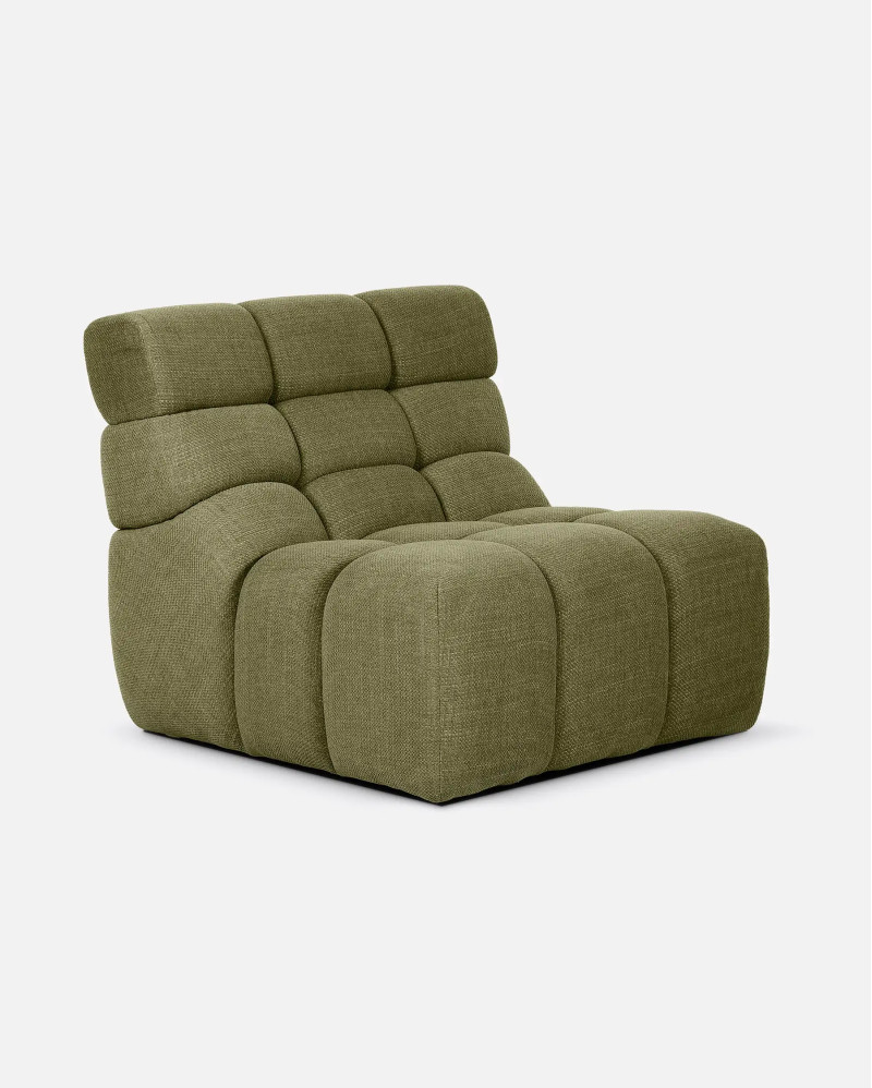 CHOPIN 1-seater modular sofa in recycled olefin 89 x 93 x 78 cm in moss colour