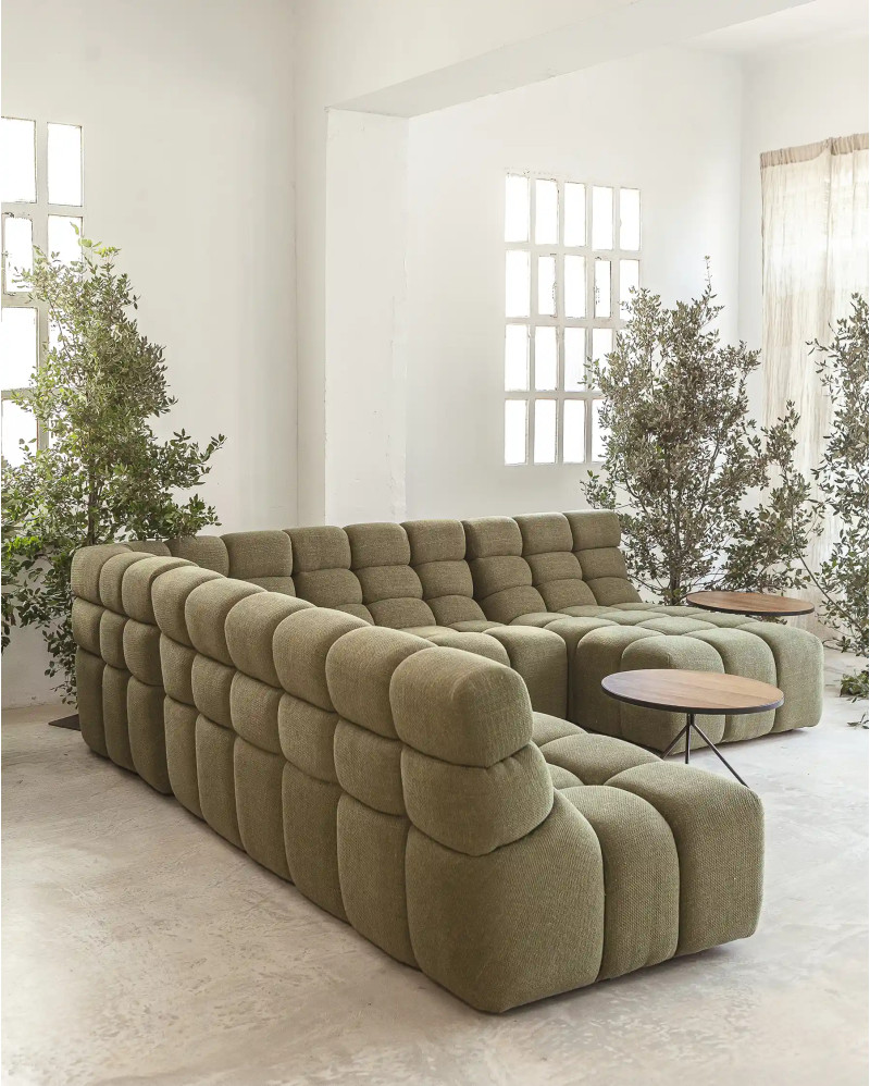 CHOPIN 2/3-seater modular sofa in recycled olefin 190 x 93 x 78 cm in moss colour