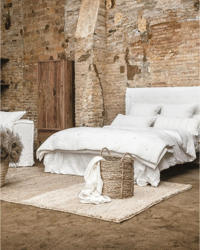 KALELI topper in linen 170 x 70 x 4 cm in white colour