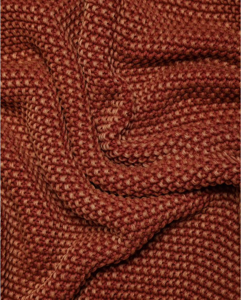 Plaid KARIKAL de algodón orgánico 170 x 130 cm en color terracota