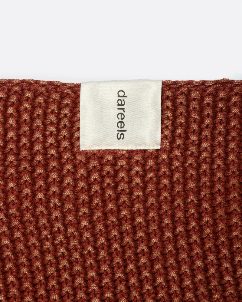 Plaid KARIKAL in organic cotton 170 x 130 cm in terracotta colour