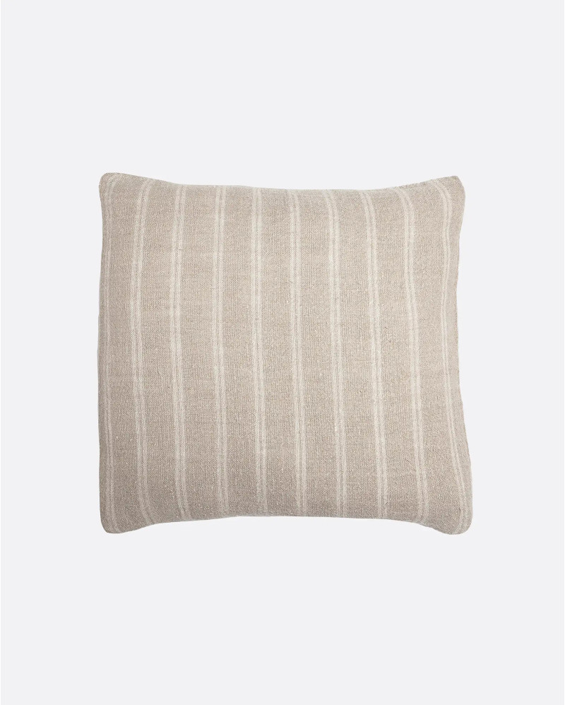 Housse de coussin KURUVA en lin 60 x 60 cm avec rayures blanches