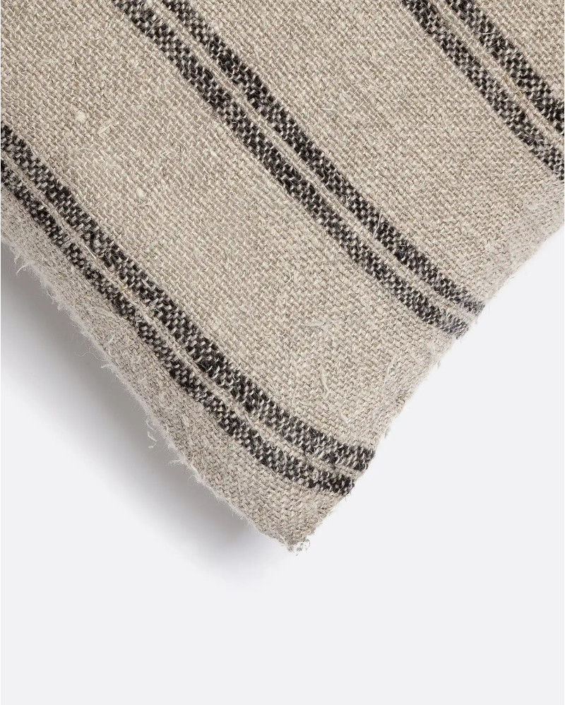 KURUVA cushion cover in linen 60 x 40 cm with black stripes