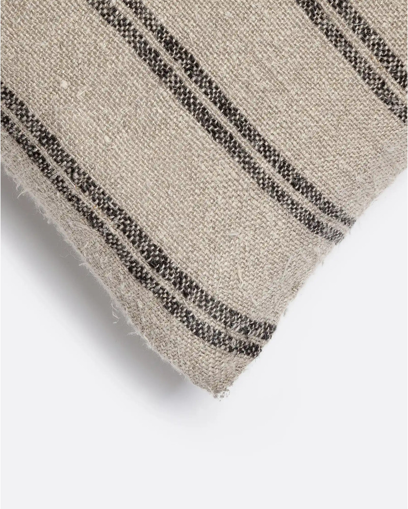 KURUVA cushion cover in linen 60 x 60 cm with black stripes