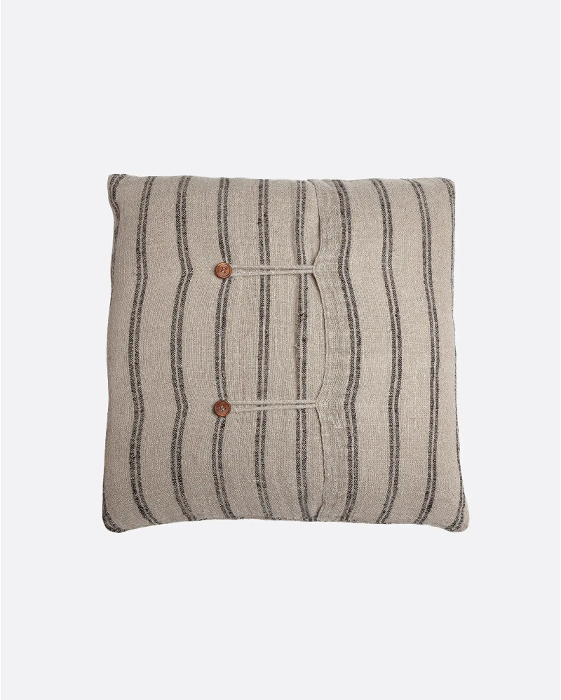 Housse de coussin KURUVA en lin 60 x 60 cm avec rayures noires