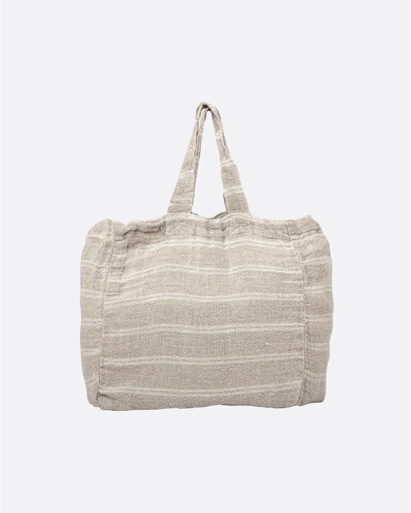 KURUVA tote bag in linen 50 x 40 cm with white stripes