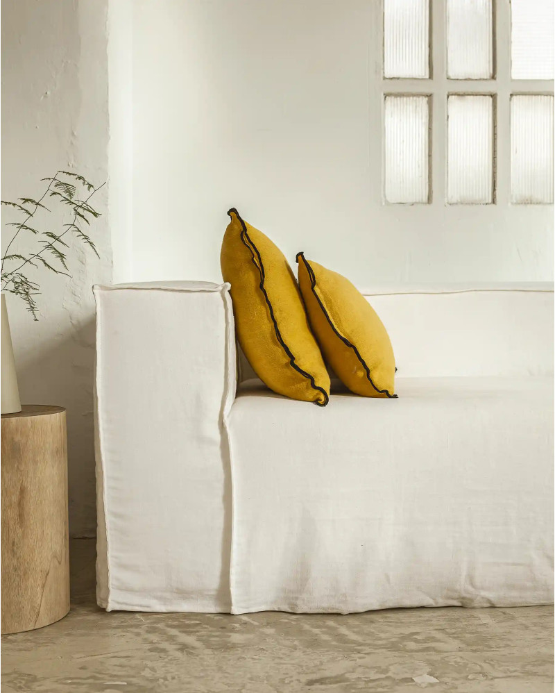 NADIVI cushion cover in linen 60 x 60 cm in mustard colour