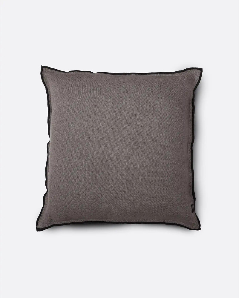 Housse de coussin NADIVI en lin 50 x 50 cm en couleur grise