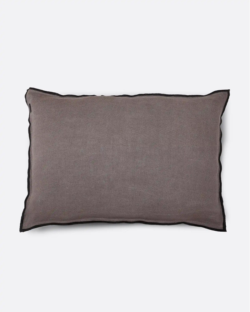 Housse de coussin NADIVI en lin 60 x 40 cm en couleur grise