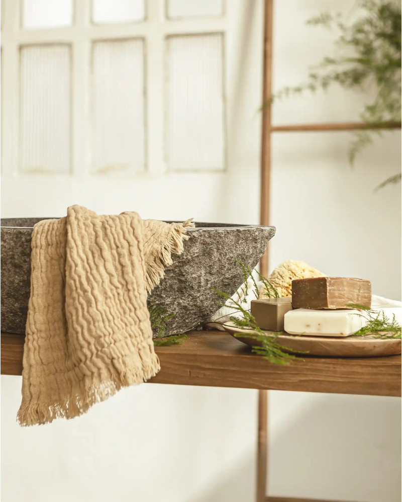 NADU towel in recycled cotton 70 x 50 cm in beige colour