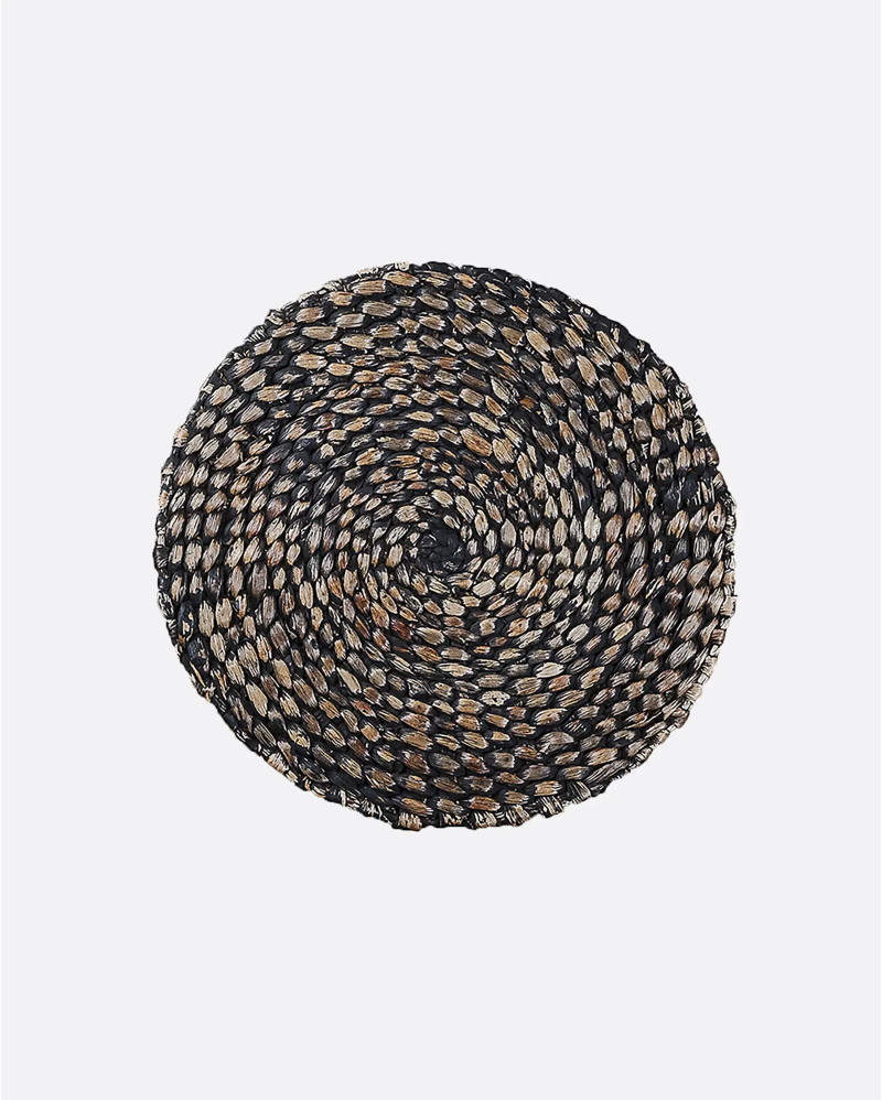 Mantel individual ROUND de jacinto de agua 35 x 35 x 1 cm en color negro