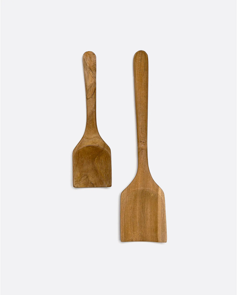 CONCAVE spoon in recycled teak wood 36 x 8 x 1 cm. Set of 2 units