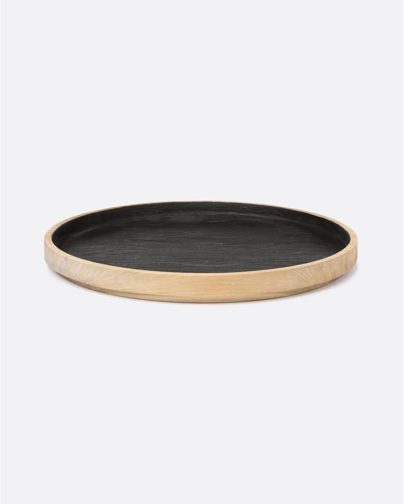 DARK tray in recycled teak wood Ø 46 cm x 4 cm high