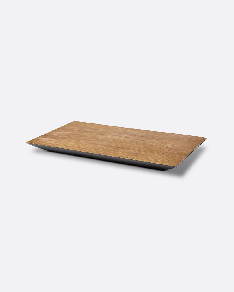 Plateau HOLE en bois de teck 38 x 22 x 3 cm