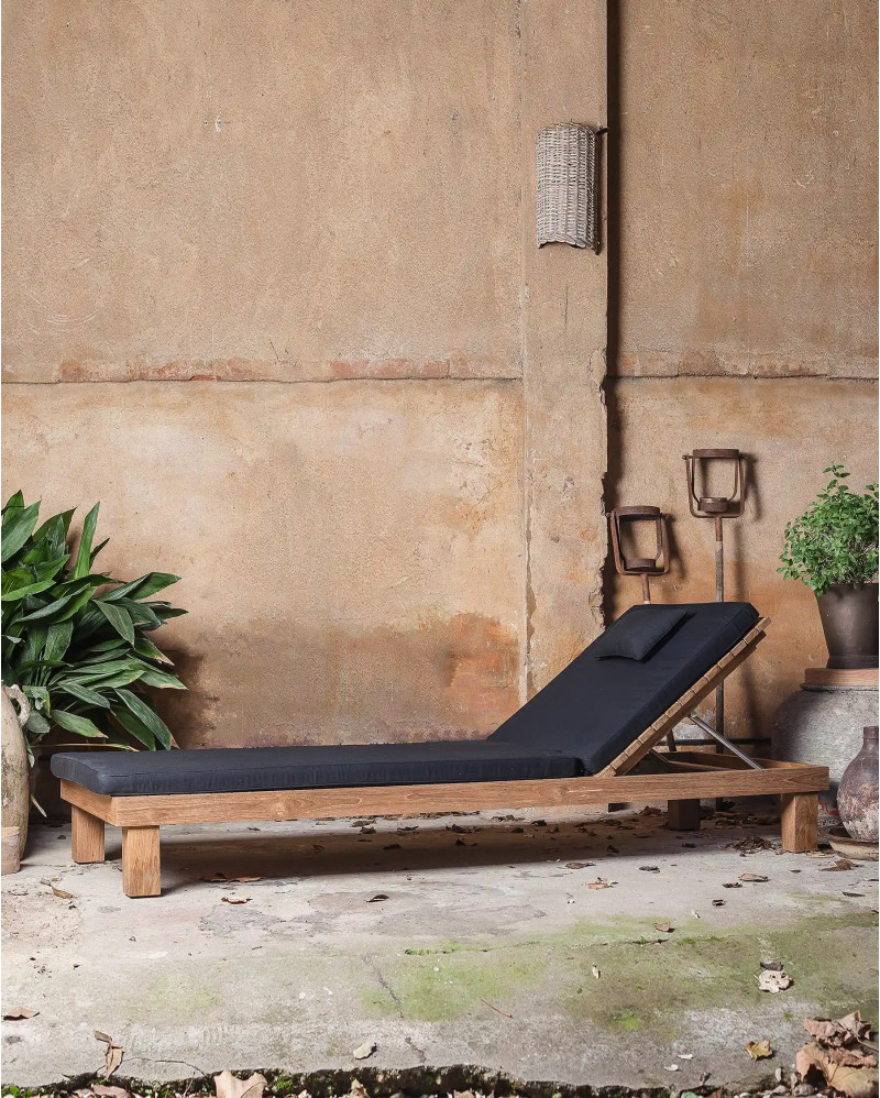 STRAUSS outdoor sunbed in teak wood 200 x 80 x 25 cm