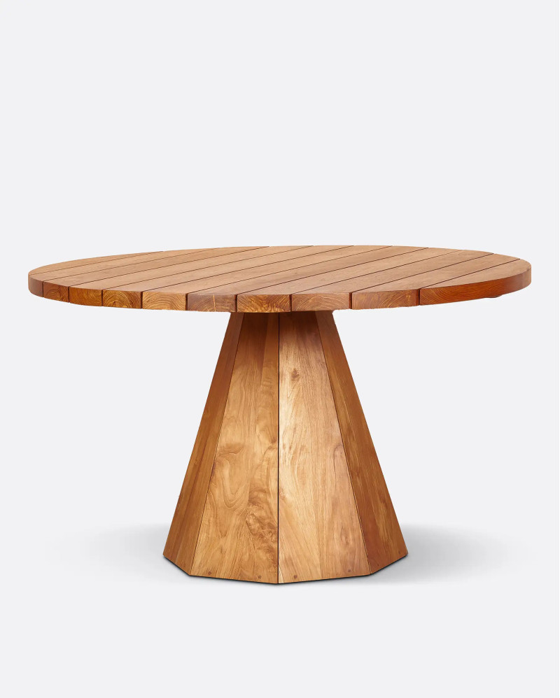 Table à manger d'extérieur JATI en bois de teck Ø 130 cm x 76 cm de hauteur