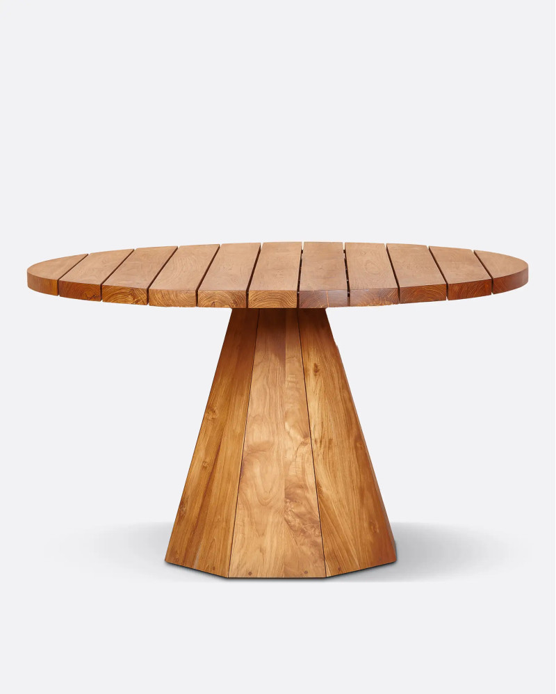 Table à manger d'extérieur JATI en bois de teck Ø 130 cm x 76 cm de hauteur