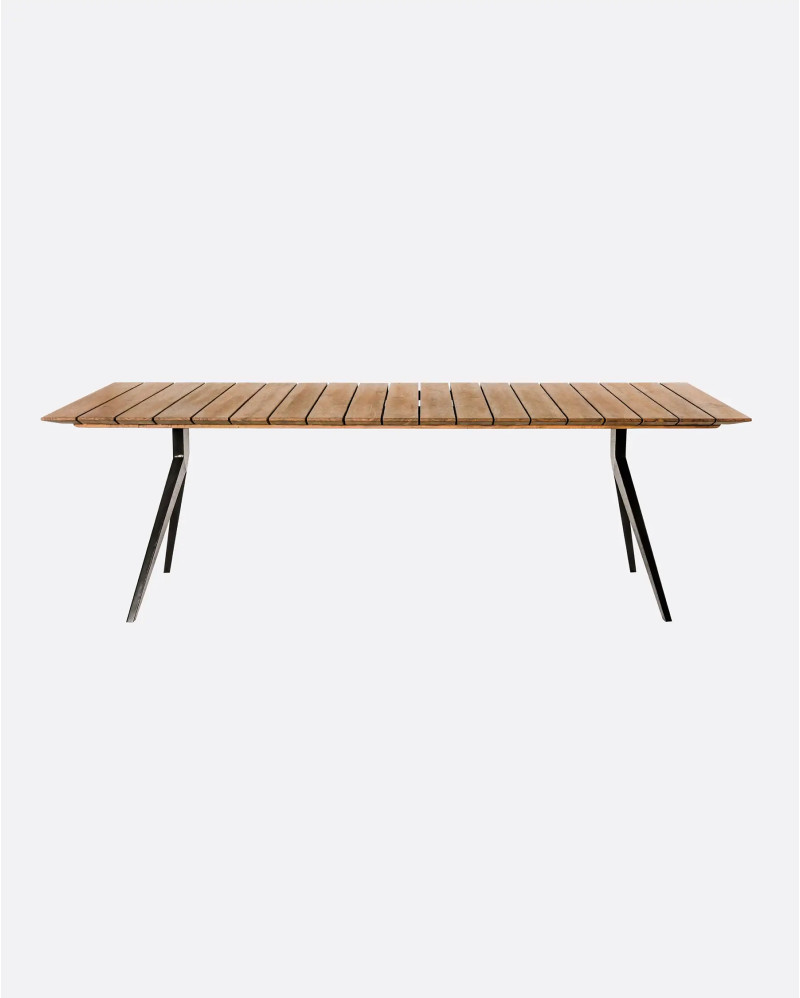 MAJESTI Outdoor dining table in recycled teak wood and iron 240 x 100 x 76 cm