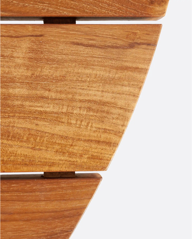 Mesa de centro de exterior JATI de madera de teca Ø 90 cm x 40 cm de altura