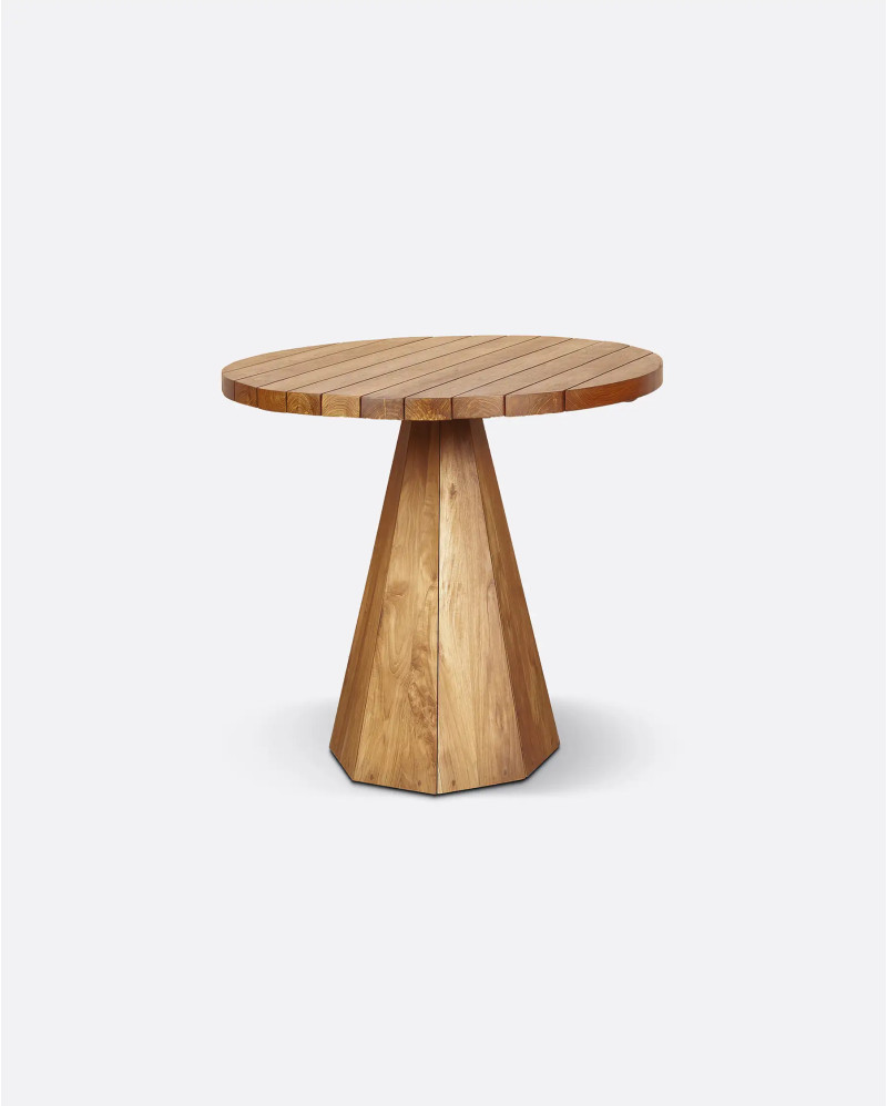 Table d'appoint d'extérieur JATI en bois de teck Ø 50 cm x 48 cm de hauteur