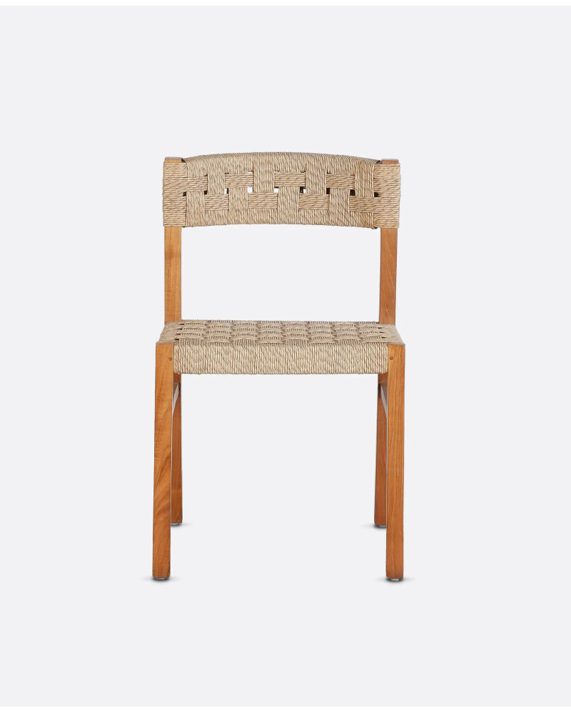 CORA outdoor chair in teak wood and synthetic cord 48 x 55 x 77 cm in natural colour