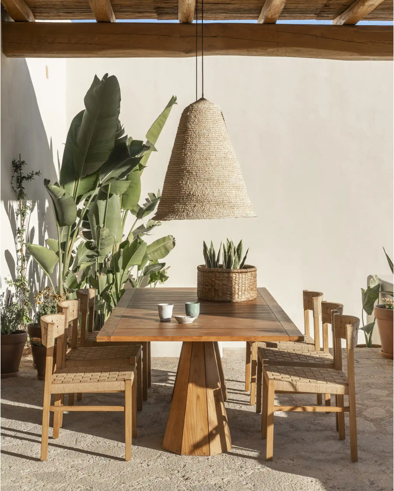 CORA outdoor chair in teak wood and synthetic cord 48 x 55 x 77 cm in natural colour