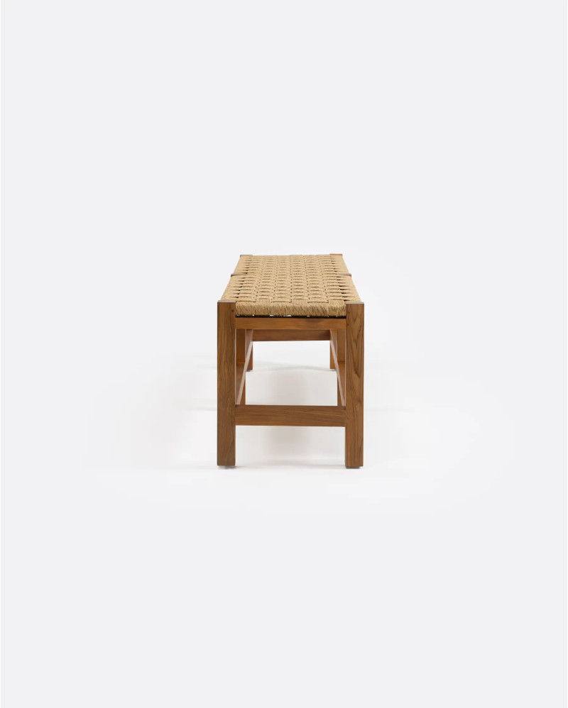 Banco de exterior CORA de madera de teca reciclada y cuerda sintética 170 x 40 x 45 cm