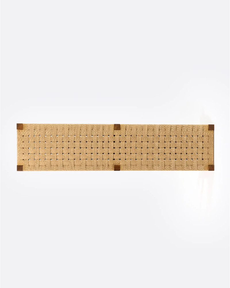 Banc d'extérieur CORA en bois de teck recyclé et corde synthétique 170 x 40 x 45 cm