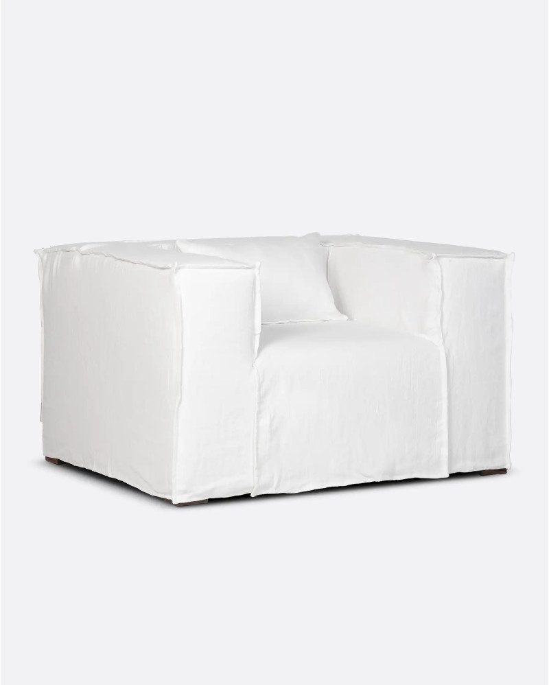 STROZZI 1-seater sofa with linen cover 120 x 95 x 65 cm in white colour