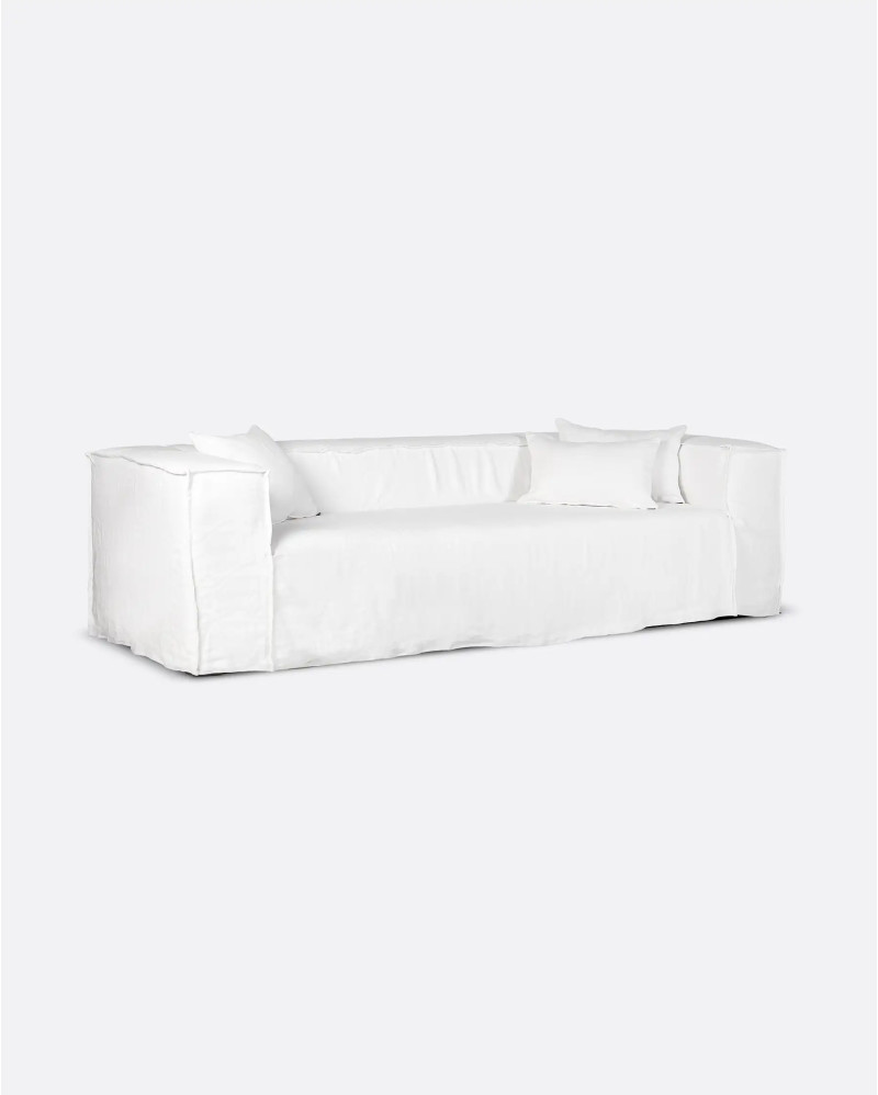 STROZZI 3/4-seater sofa with linen cover 260 x 95 x 65 cm in white colour