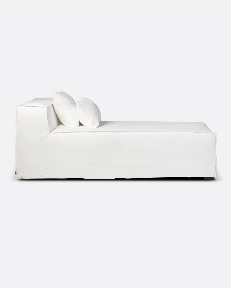 Chaise longue STROZZI avec housse en lin 100 x 190 x 65 cm en couleur blanche