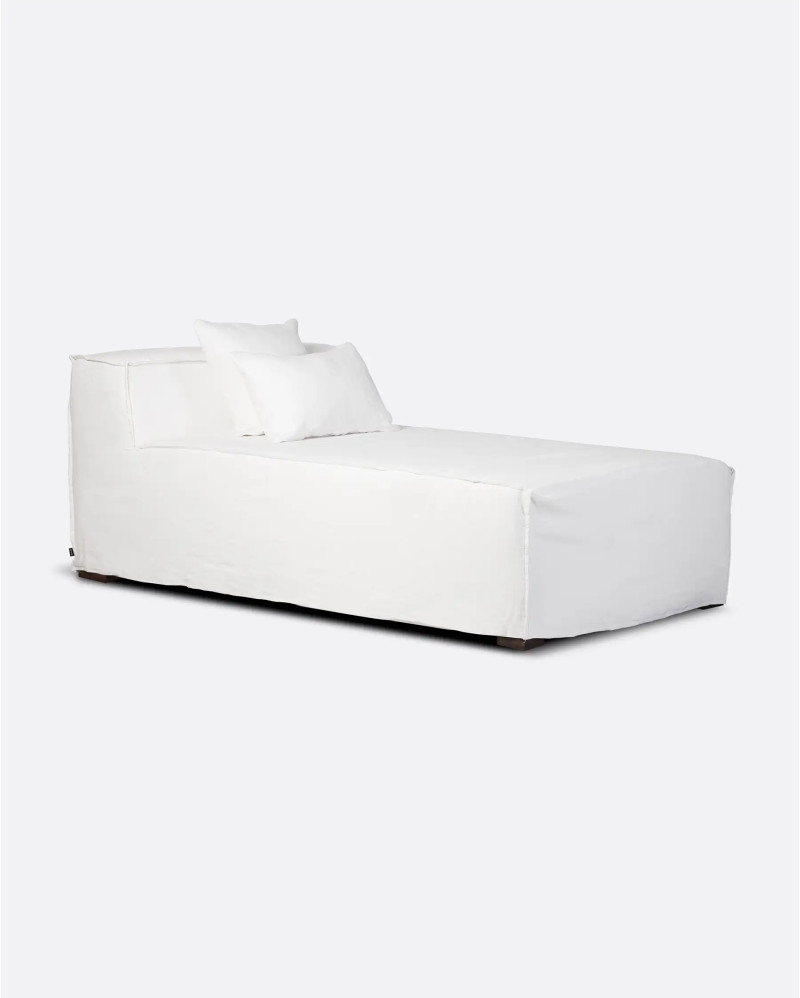 Chaise longue STROZZI con funda de lino 100 x 190 x 65 cm en color blanco