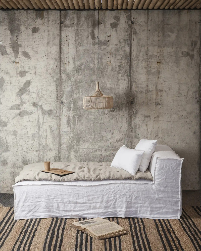 STROZZI chaise longue with linen cover 100 x 190 x 65 cm in white colour