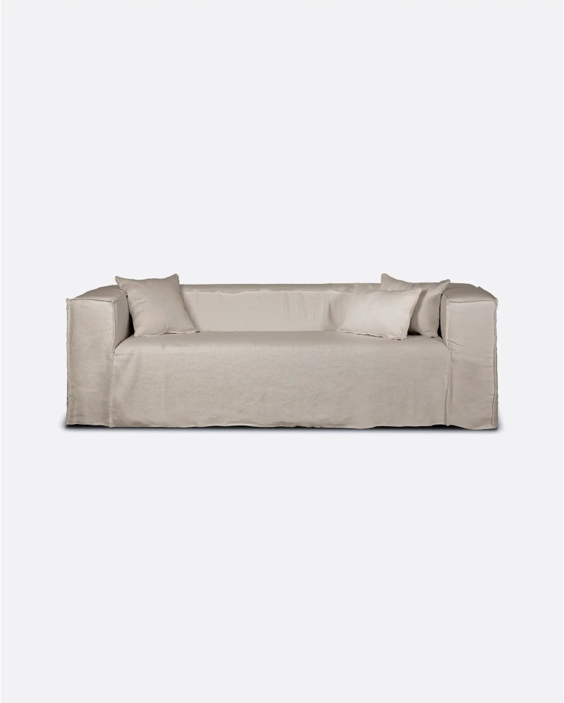 Sofa STROZZI 2/3-seater with linen cover 220 x 95 x 65 cm in natural colour