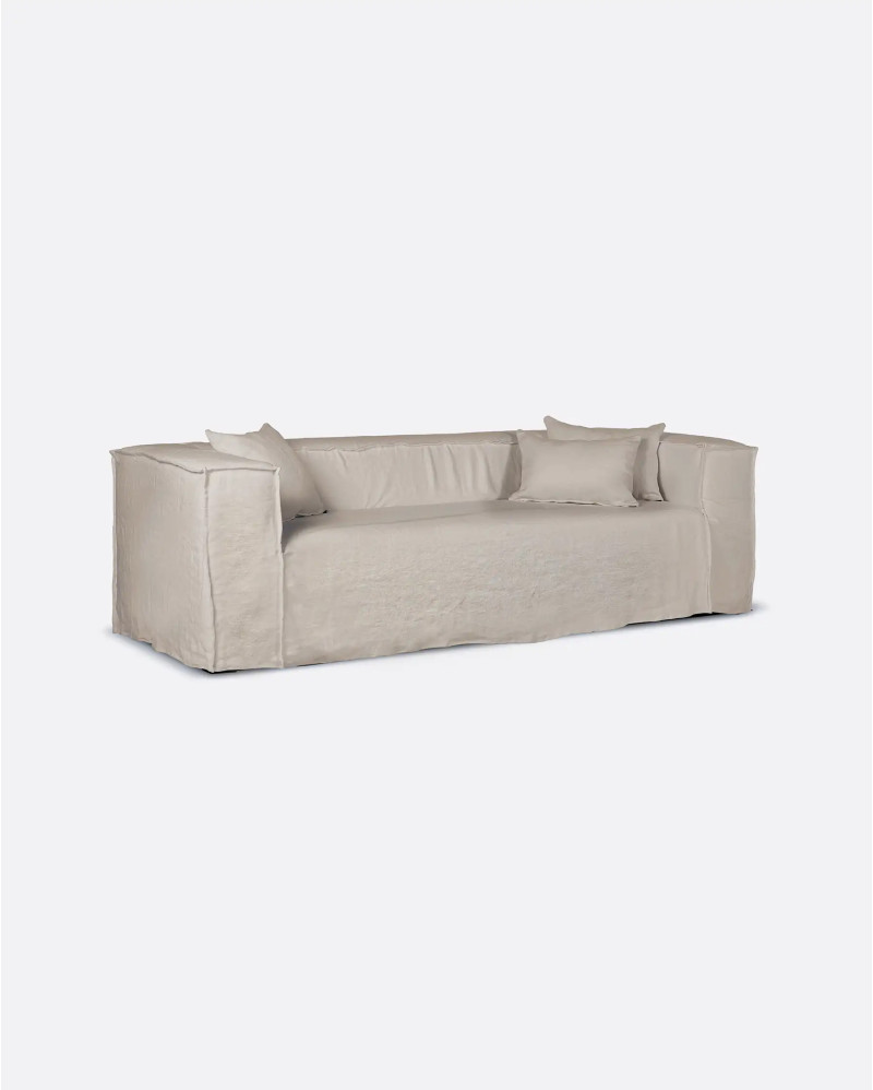 Sofa STROZZI 2/3-seater with linen cover 220 x 95 x 65 cm in natural colour