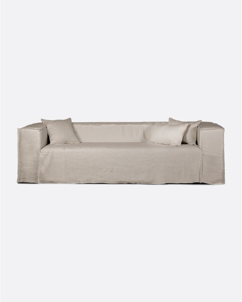 STROZZI 3/4-seater sofa with linen cover 260 x 95 x 65 cm in natural colour