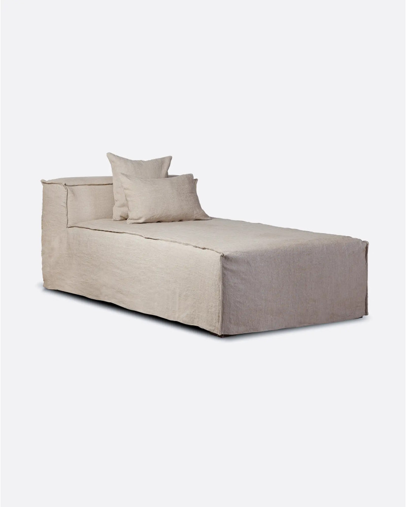 STROZZI chaise longue with linen cover 100 x 190 x 65 cm in natural colour