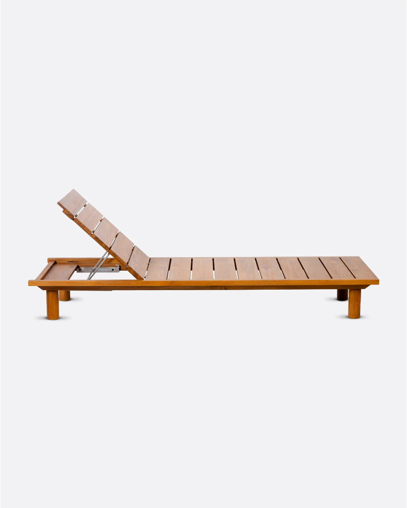 TOPRAK outdoor sunbed in teak wood 200 x 70 x 25 cm