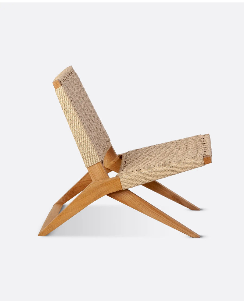 LAWIT outdoor lounge chair in teak wood and synthetic cord 62 x 80 x 73 cm