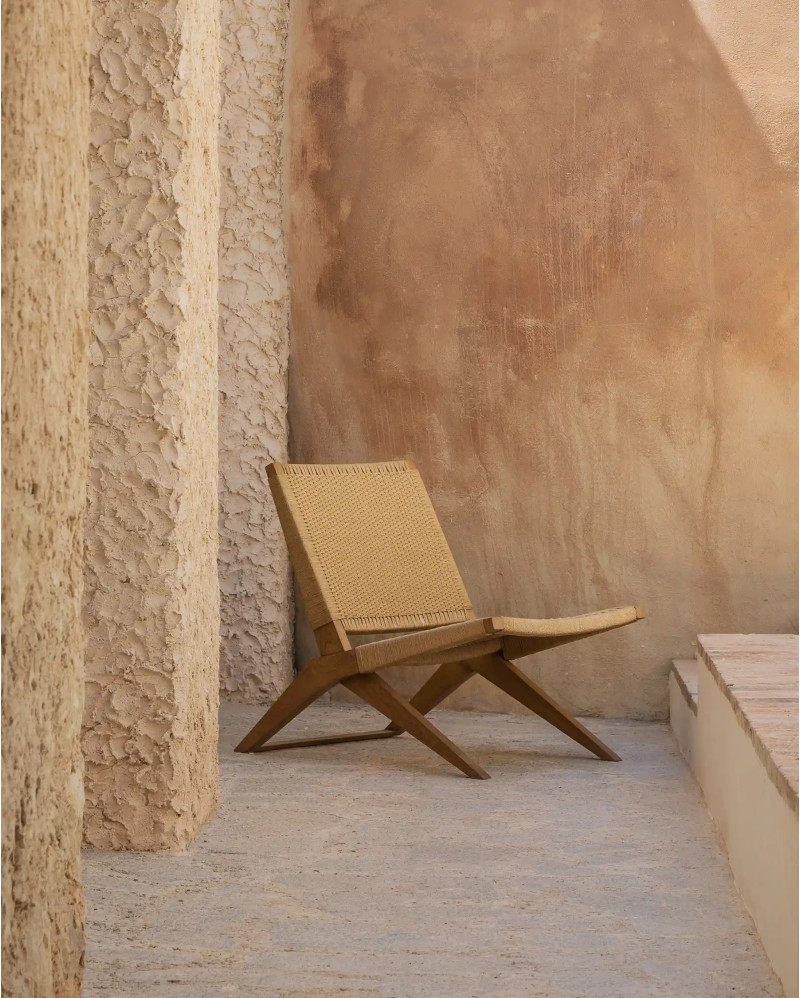 LAWIT outdoor lounge chair in teak wood and synthetic cord 62 x 80 x 73 cm