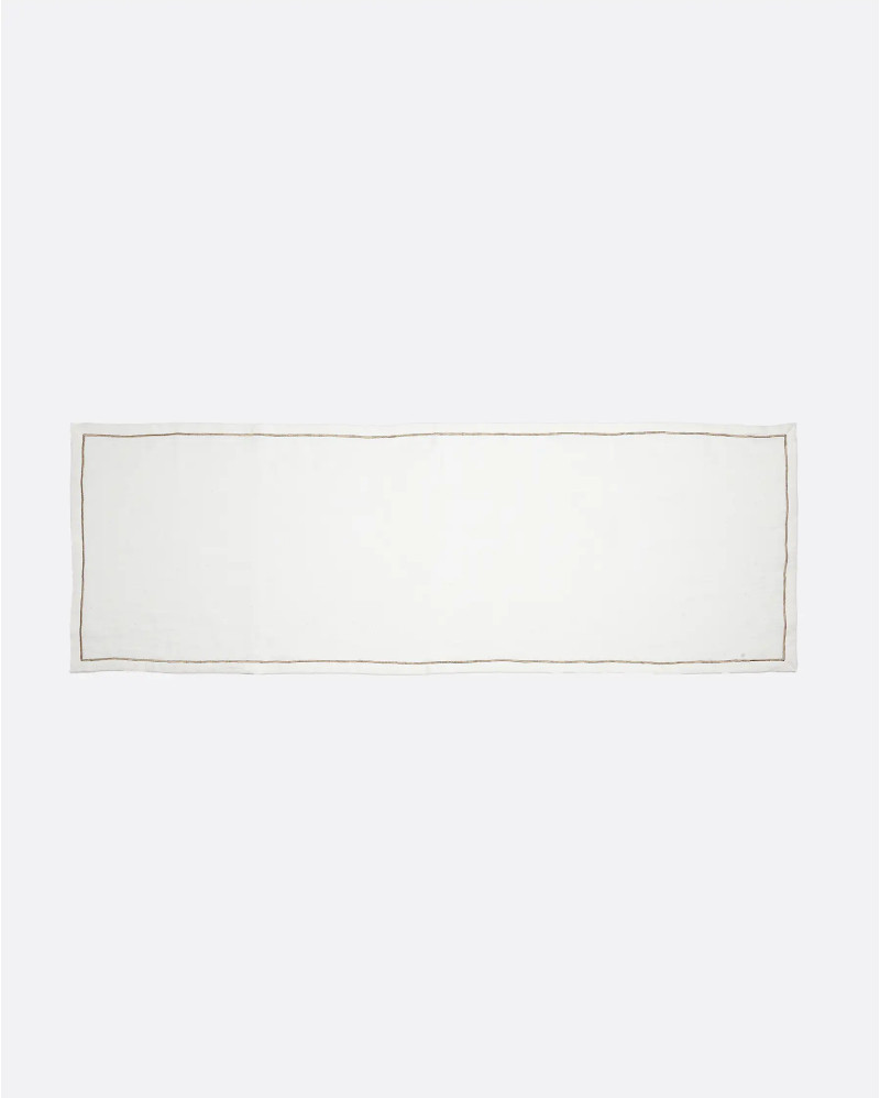 Chemin de table YAMPUR en lin 50 x 150 cm en couleur blanche