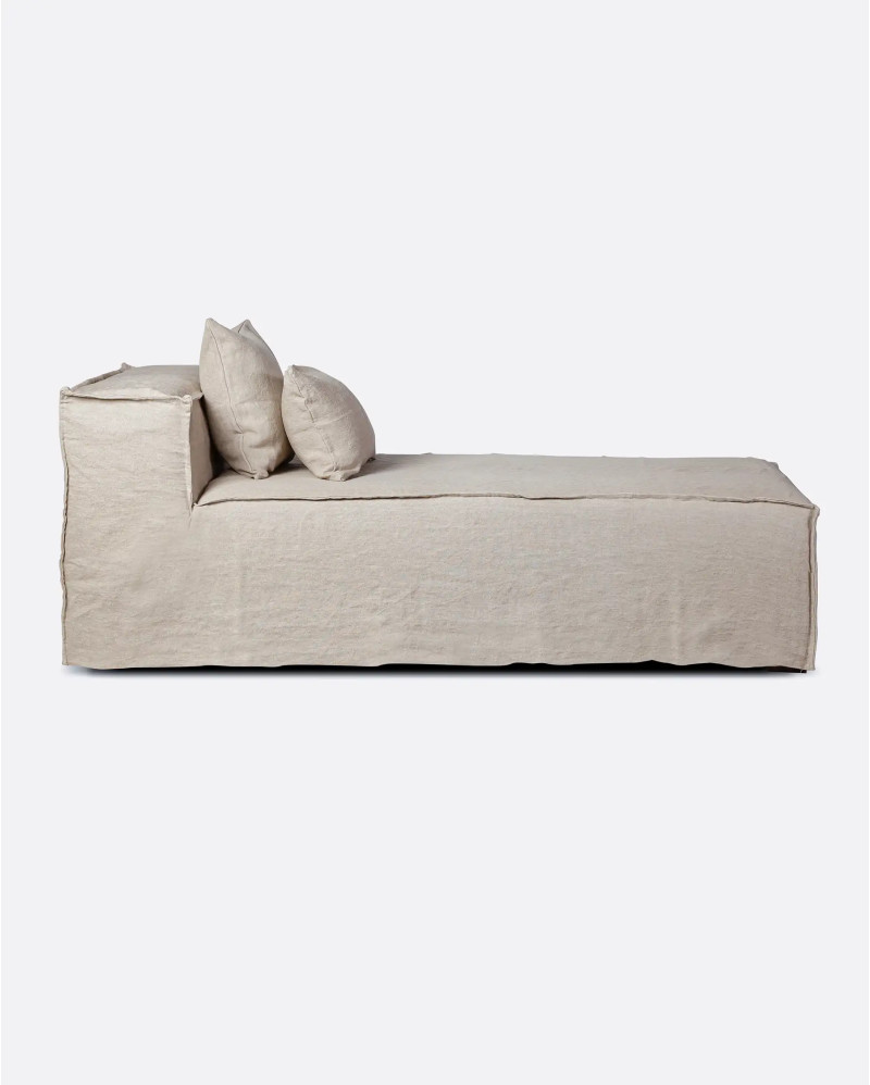 STROZZI chaise longue cover in linen 100 x 190 x 65 cm in natural colour