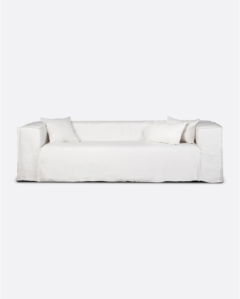 Housse de canapé STROZZI 3/4 places en lin 260 x 95 x 65 cm en couleur blanche