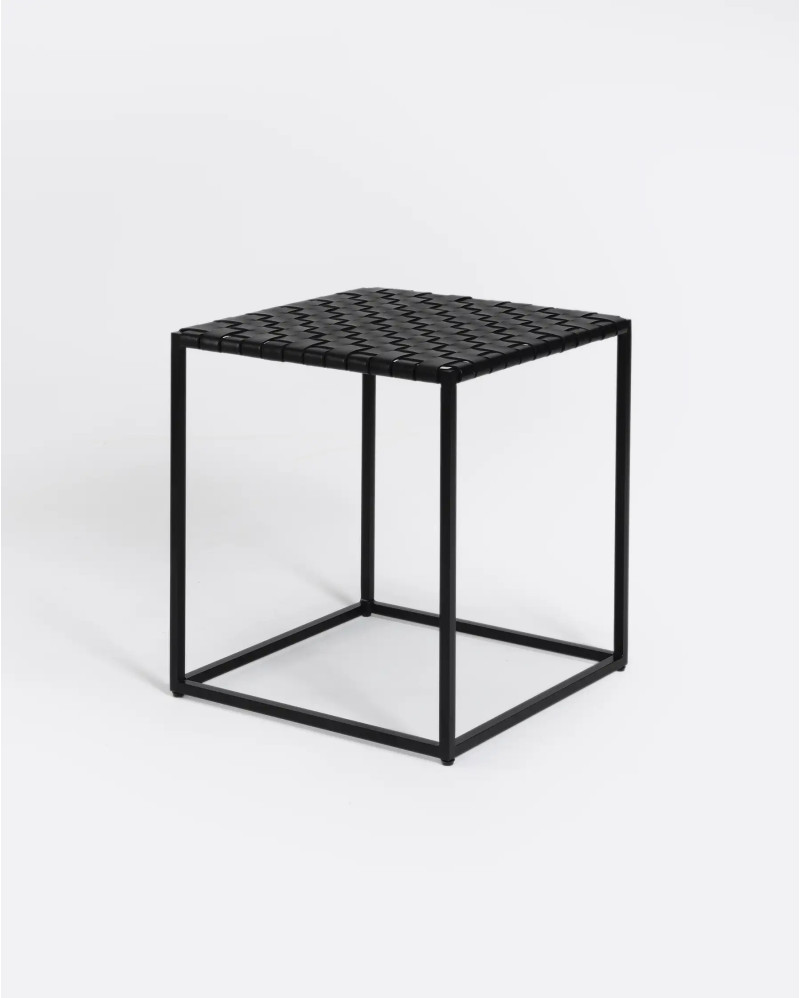 SURABAYA side table in aluminium and leather 45 x 45 x 50 cm