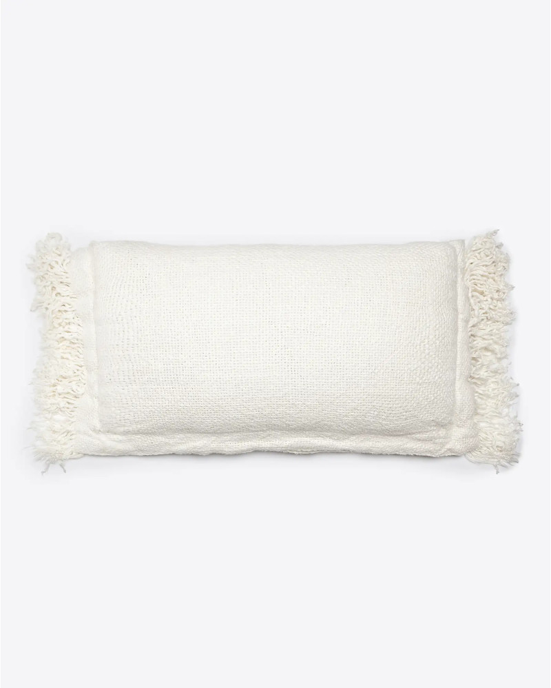 Housse de coussin BADA en lin 60 x 40 cm en couleur blanche