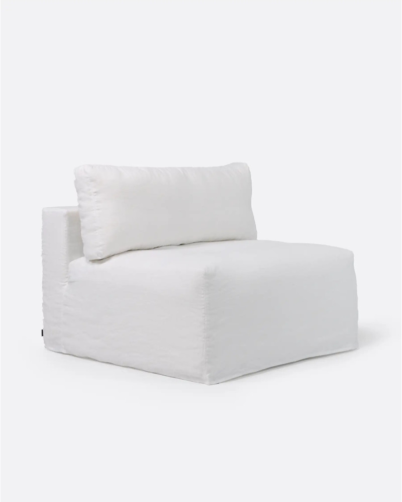 BEETHOVEN sofa central unit with cover in linen 100 x 100 x 81 cm in white colour